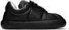 Marni Padded Leather Sneakers With Flat Rubber Sole In Black