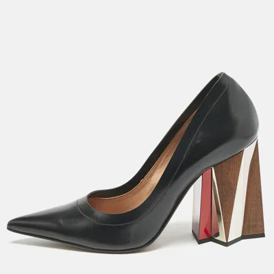 Pre-owned Marni Black Leather Block Heel Pumps Size 41.5