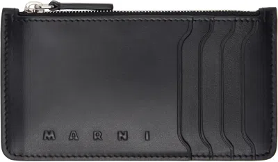 Marni Black Leather Card Holder In 00n99 Black