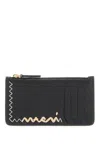 Marni Leather Card Holder Zigzag Stitching In Black