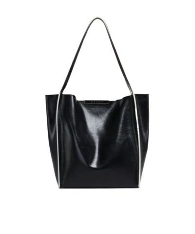 Marni Black Leather Cresta N/s Tote Bag