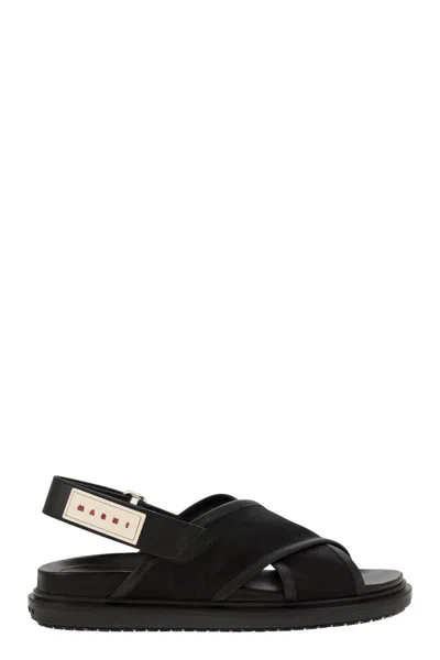 Marni Black Leather Criss-cross Sandals For Women