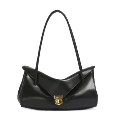 Marni Black Leather E/w Shoulder Bag
