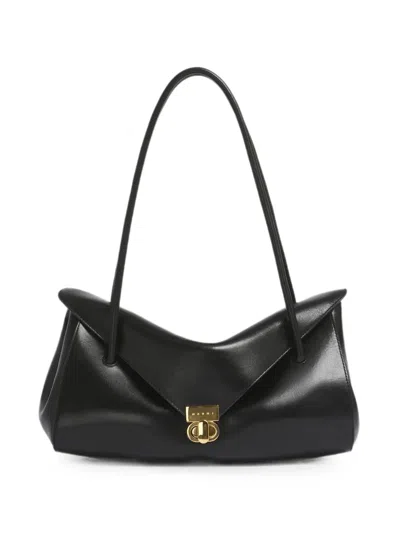 Marni Black Leather E/w Shoulder Bag