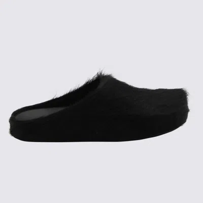 MARNI BLACK LEATHER FLATS