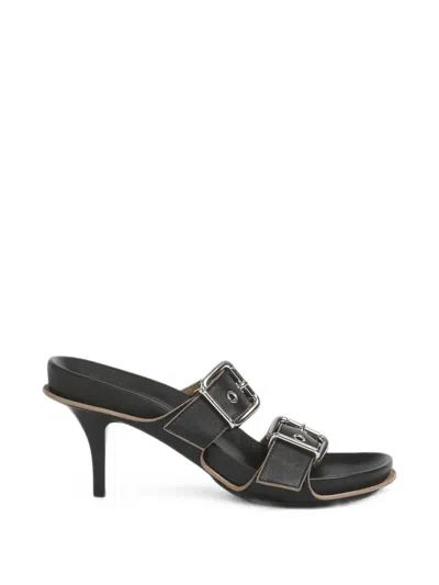 Marni Black Leather Fussbett Sandals With Heel