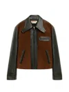 Marni Black Leather Jacket With Split-leather Front Panel In Black