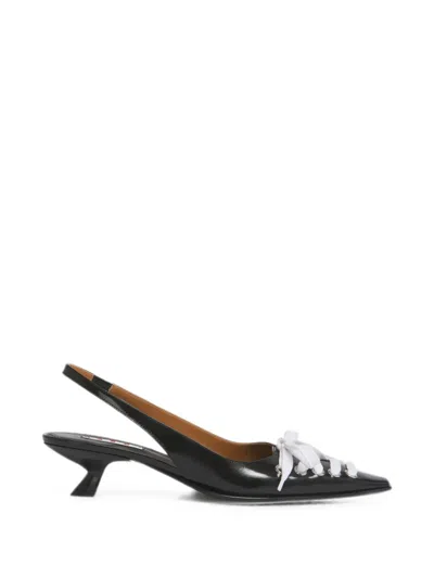 Marni Black Leather Kat Slingback Pumps