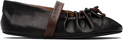 Marni Black Leather Mary Jane Soft Ballerina Flats