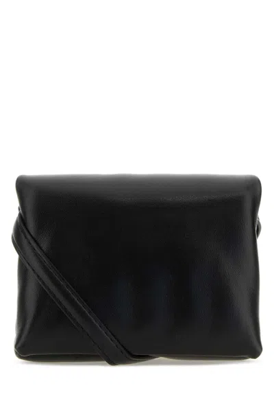 Marni Black Leather Mini Prisma Clutch In Blue