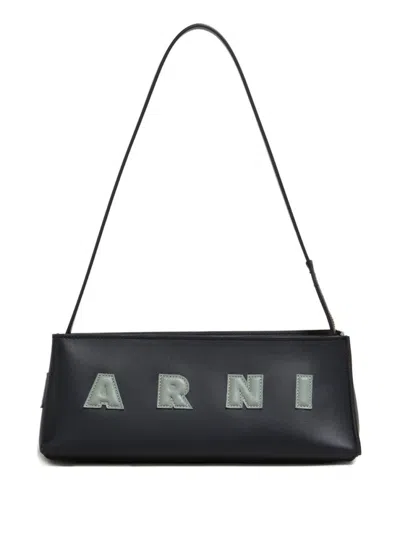 MARNI WOMEN BLACK LEATHER MUSEO BAGUETTE BAG, ONESIZE LUXURY SHOULDER BAGS FOR WOMEN DARVEYS