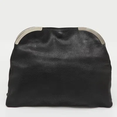 Pre-owned Marni Black Leather Oversized Foldover Frame Clutch