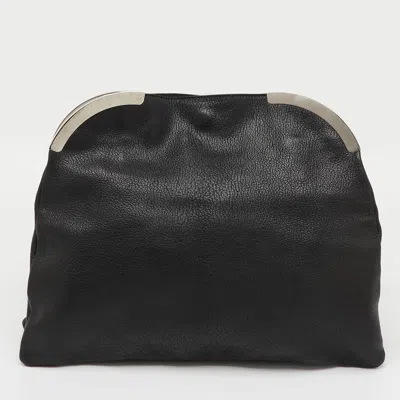 Marni Black Leather Oversized Foldover Frame Clutch