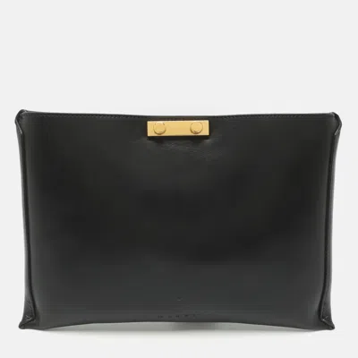 Pre-owned Marni Black Leather Pushlock Pochette