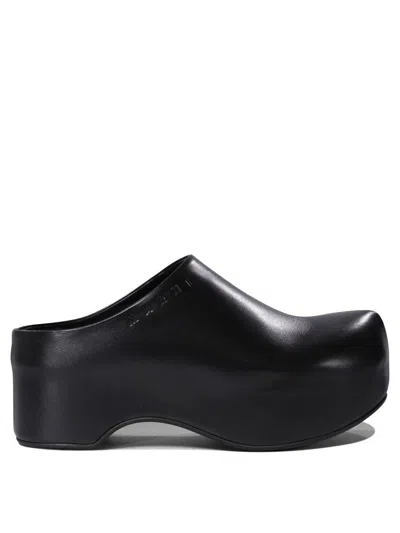 MARNI MARNI BLACK LEATHER SANDALS