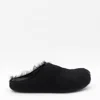 Marni Fussbett Calf Hair Slippers In Black
