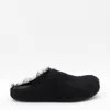 Marni Fussbett Calf Hair Slippers In Black