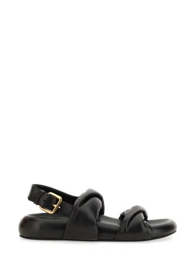 Marni Black Leather Sandals With Knotted Upper