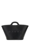 Marni Women Black Leather And Raffia Small Tropicalia Summer Handbag