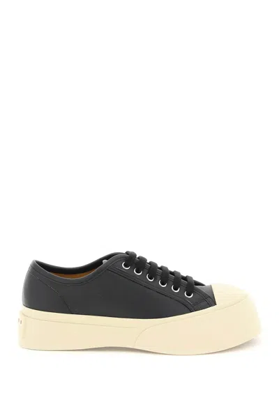 Marni Black Leather Sneakers In 00n99