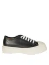 Marni Black Leather Sneakers With Rounded Toe In Black