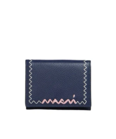 Marni Black Leather Trifold Wallet With  Symbol Logo