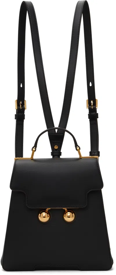 MARNI BLACK LEATHER TRUNKAROO BACKPACK