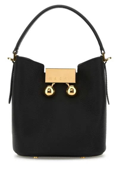 MARNI BLACK LEATHER TRUNKAROO HANDBAG