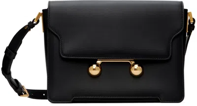 Marni Black Leather Trunkaroo Medium Shoulder Bag In 00n99
