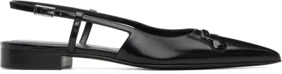 MARNI BLACK LEATHER TRUNKAROO POINTED TOE SLINGBACK BALLERINA FLATS
