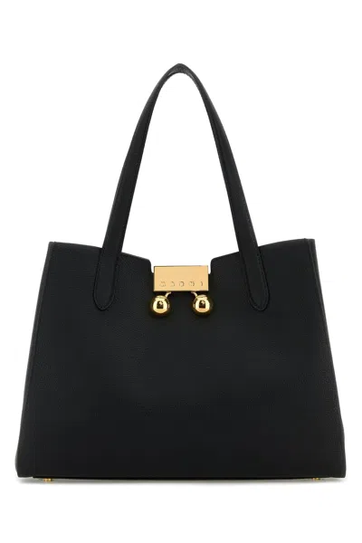 MARNI BLACK LEATHER TRUNKAROO SHOULDER BAG