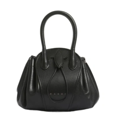 Marni Black Leather Tulipea Small Handbag