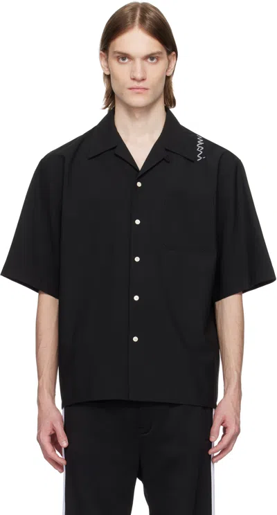Marni Black Light Wool Bowling Shirt In 00n99 Black