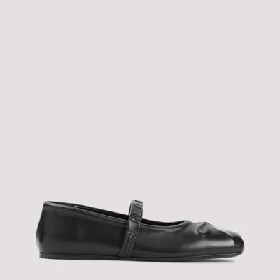 MARNI BLACK LOGO BALLET FLATS