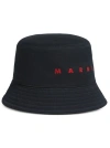 MARNI BLACK LOGO-EMBROIDERED BUCKET HAT