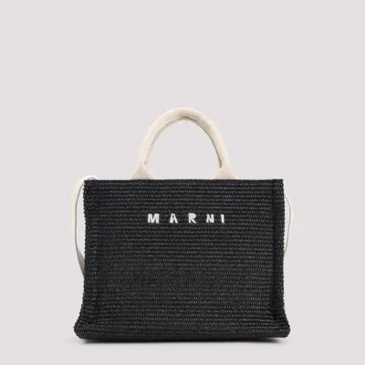 MARNI WOMEN BLACK LOGO-LETTERING RAFFIA TOTE BAG, ONESIZE LUXURY TOTES FOR WOMEN DARVEYS