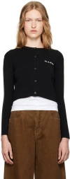 Marni Logo-embroidered Cotton Cardigan In 00n99 Black