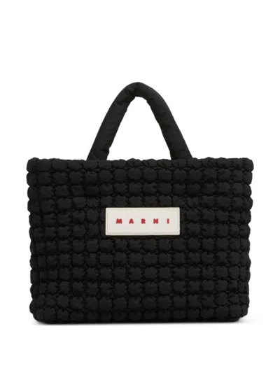 MARNI WOMEN BLACK LOGO SMALL TOTE