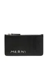 Marni Black Logo-stitched Leather Card Holder In Black