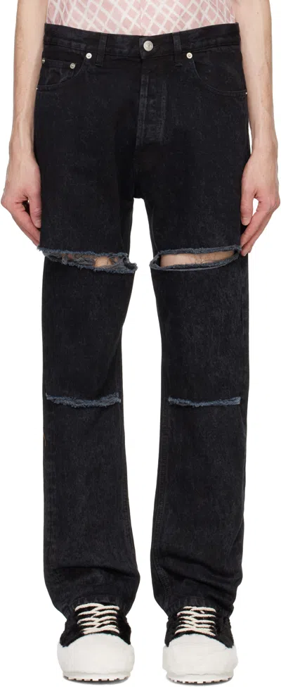 Marni Black Marble-dyed Jeans In Mmn99 Black