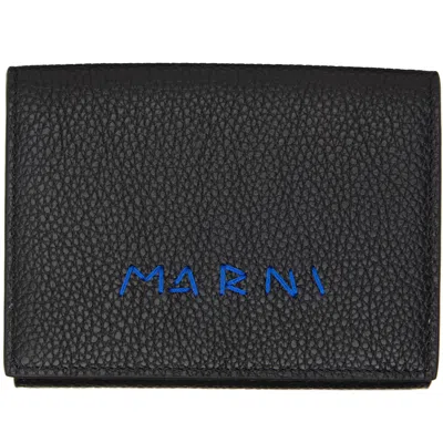 Marni Black ' Mending' Leather Trifold Wallet In 01n99 Black