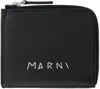 Marni Hammered Leather Wallet With Bold Logo In 00n99 Black