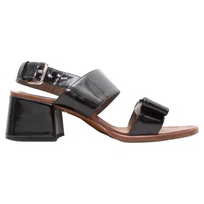 Pre-owned Marni Black  Patent Heeled Slingback Sandals Size 36.5