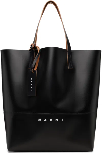 Marni Black ' Tag' Open Shopper Tote