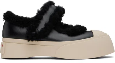 MARNI BLACK MARY JANE PABLO SHEARLING BALLERINA FLATS
