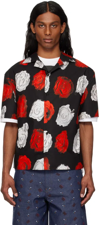 Marni Black Mercury Print Poplin Bowling Shirt