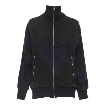 Pre-owned Marni Black Navy White Geometric Colorblock Patchwork Track Jacket It42 M