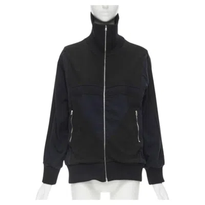 Pre-owned Marni Black Navy White Geometric Colorblock Patchwork Track Jacket It42 M