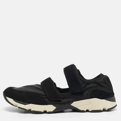 Pre-owned Marni Black Nylon And Suede Velcro Strap Sneakers Size 45