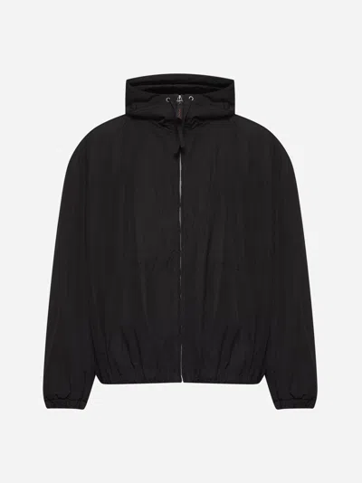 Marni Logo Embroidered Hooded Jacket In Black